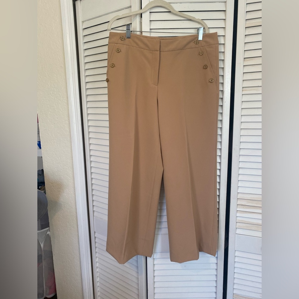 Zac  &Rachel Women's Tan Button-Detail Pants size 12